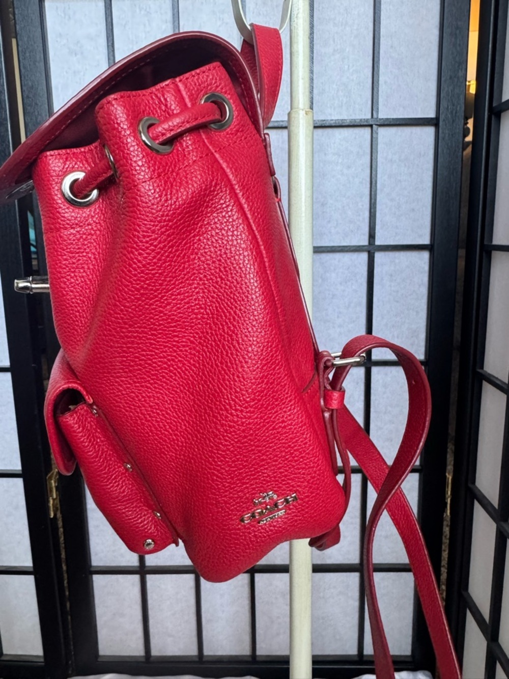 Coach Red Leather Drawstring Backpack - Picture 5 of 13
